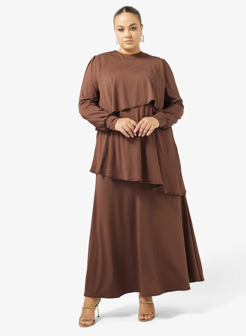 Khizana Plus Size Layered Abaya